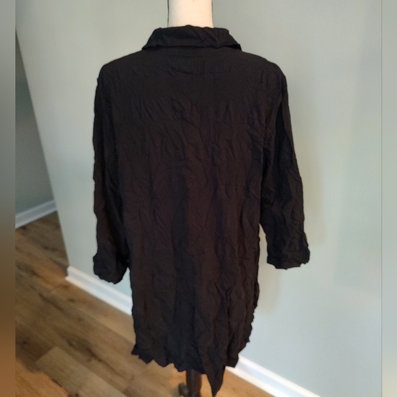 CHALET ET CECI Long Sleeve Jane Shirt Size Large Button Up Crinkled Black - Picture 4 of 11
